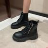 Botines Rojos de Plataforma Gruesa para Mujer Moda Otoño Invierno Cremallera Lateral Cuero PU Botines Punk Suela Gruesa Botas Moteras