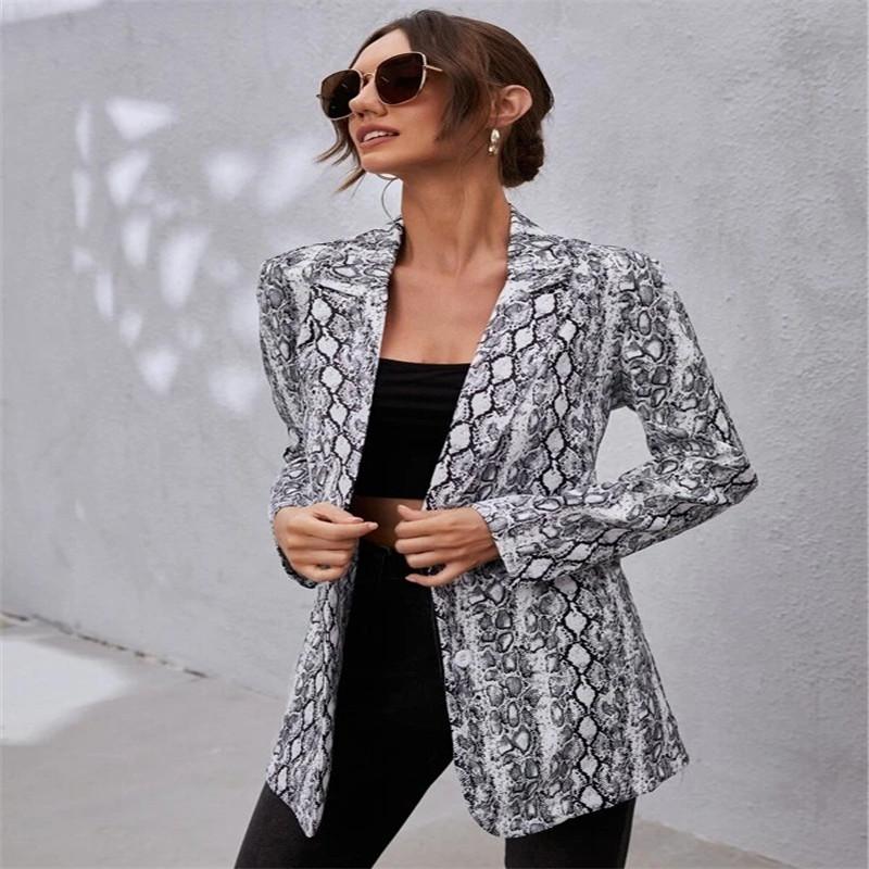 Vintage Letter Nepravidelný potisk Blazer Dámská bunda High Street Fashion Plus Size Elegantní Lady Coat Americký stylový