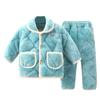Children's Pajamas Set Thickened Winter Big Children's Flannel Boys and Girls Three-layer Thickened Warm Home Service Children's Clothing