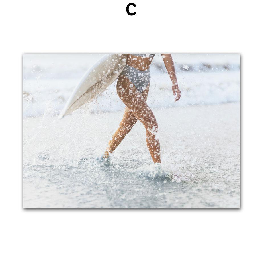 Sea Beach Girl Boat Reef Landscape Wall Art Canvas Painting Nordic Posters and Prints Hotel Ba Pictures For Living Room Decor