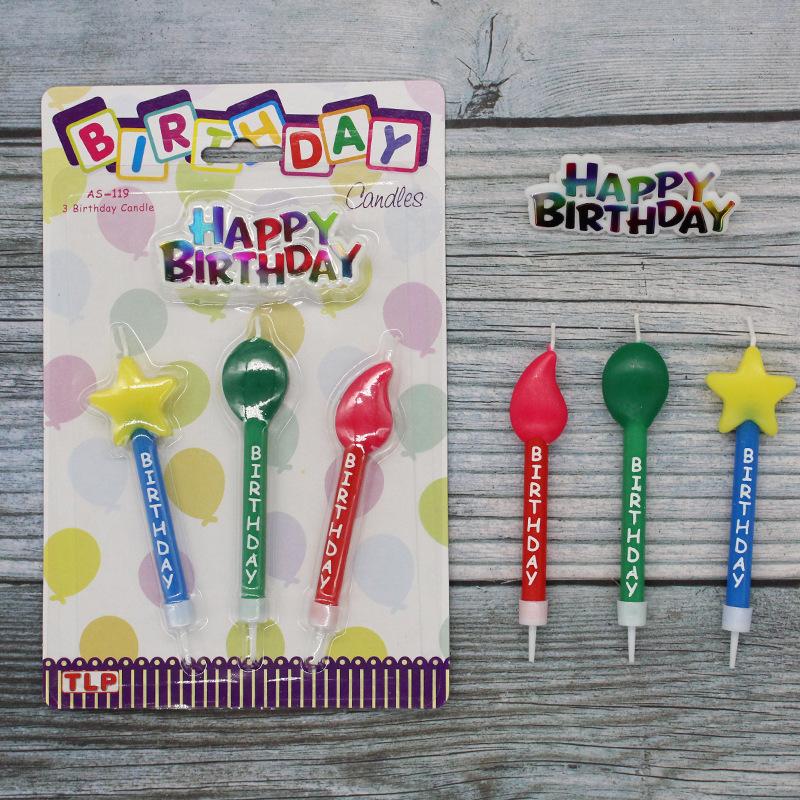 New Product 3 Star Balloons Flame Shape Birthday Candles Festive Party Baking Cake Decorative Candles
