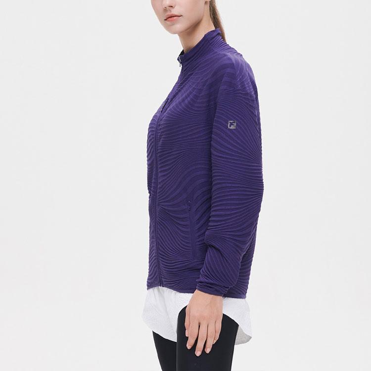 FILA Solid Color Knitted Sports Stand Collar Jacket Women jackets Deep-Navy A11W131507F-NV