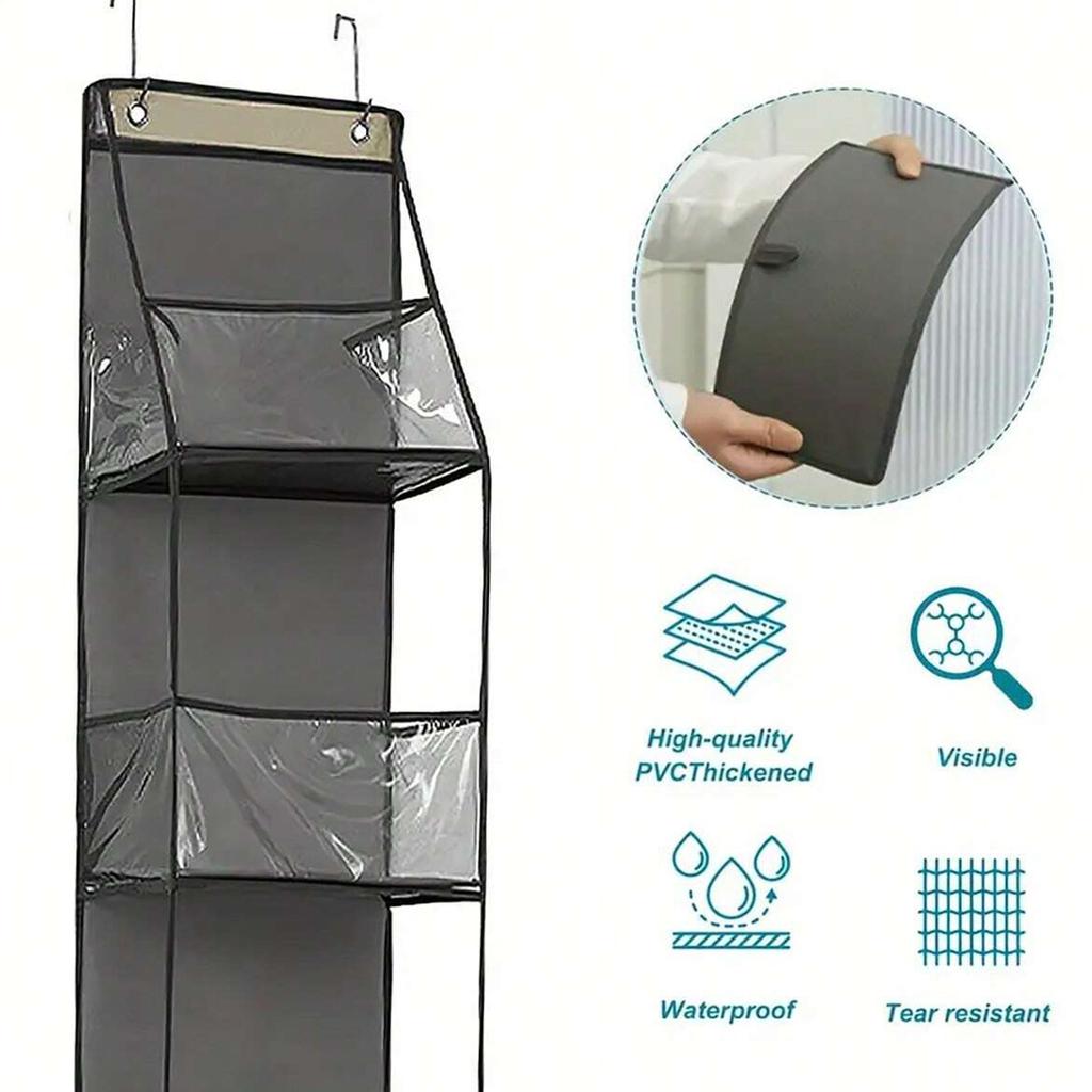 1pc/2pcs - Over-the-Door Organizer – Versatile, Foldable, Clear Wall-Mounted Storage Solution for Home Organization