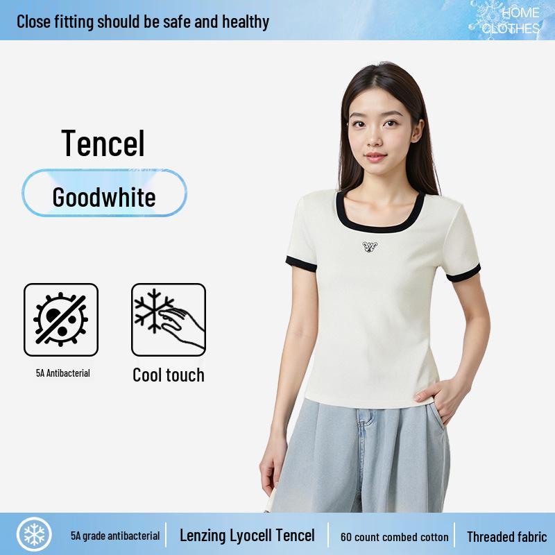 Women's Plus Size Tencel Short Sleeve Antibacterial Slimming T-Shirt