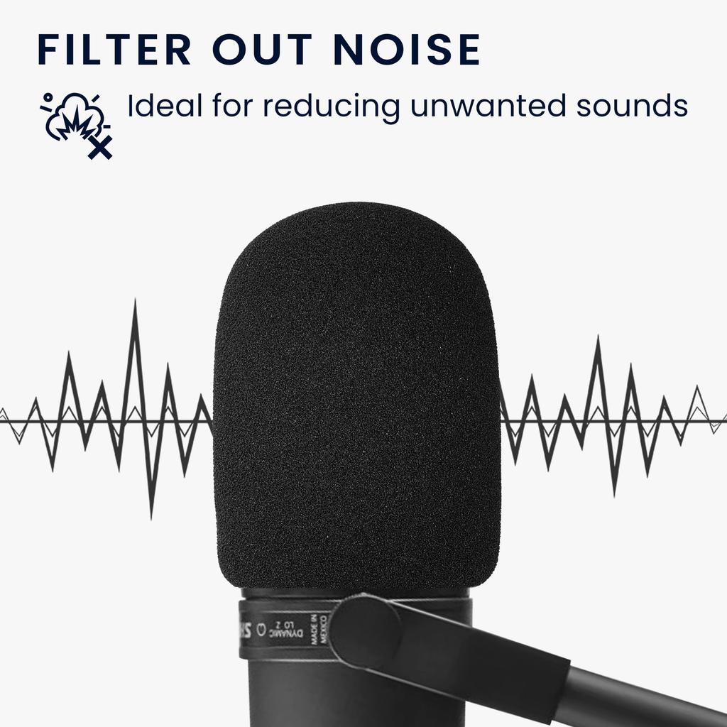 Kwmobile Osłona przeciwwietrzna do mikrofonów Shure SM7B, SM27 i PGA27 - Czarna gąbkowa osłona przeciwwietrzna