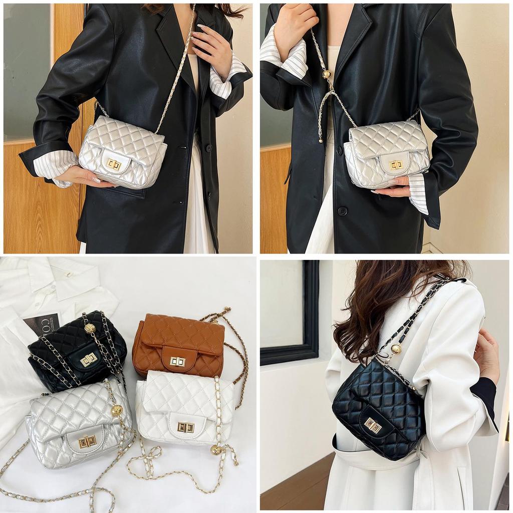 Women's Fashion Grid Shoulder Bag Chain Bag Street Trend Small Square Bag