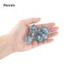 7 Pcs Transparent Blue Resin Flowing Sand White Number Sharp Edge Dice Polyhedral Dice Suitable For Dice PropBoard Game