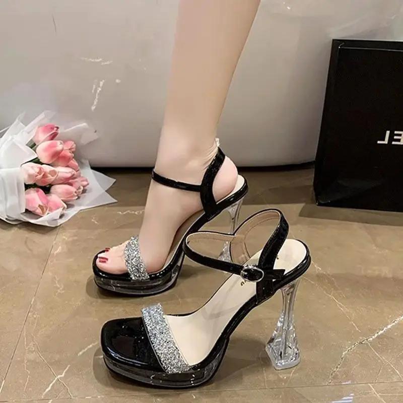 Fashion Rhinestones Wedge With Platform Waterproof Ladies Shoes Vip Summer 2025 Comfortable Women's Sandals Luxury Designer Sandal Sales