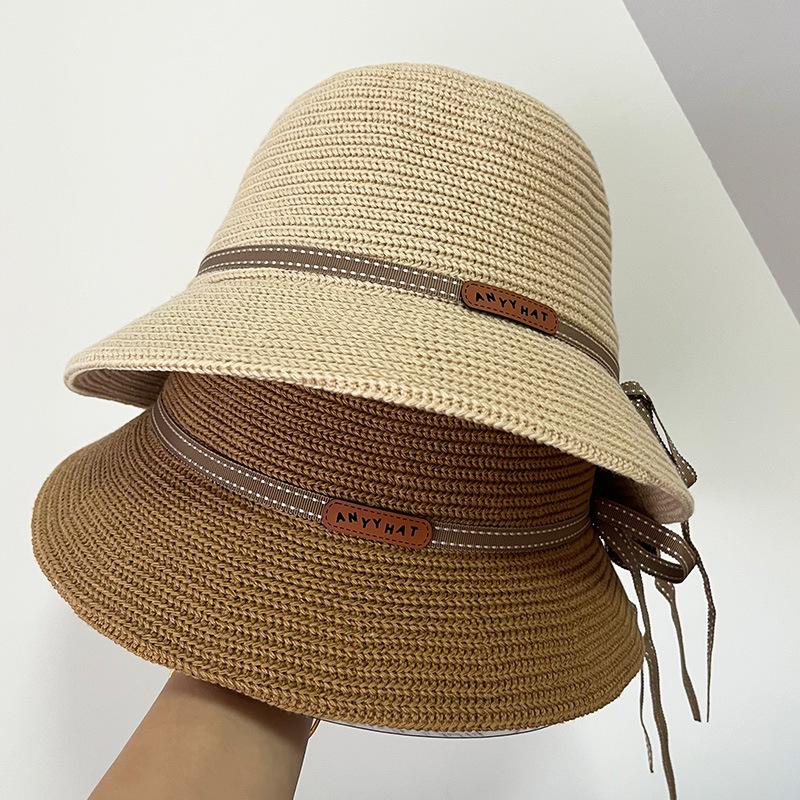 Hut Damen Frühling und Herbst Gesicht kleiner Eimerhut Schleife Beckenhut vielseitiger britischer Eimerhut Tide