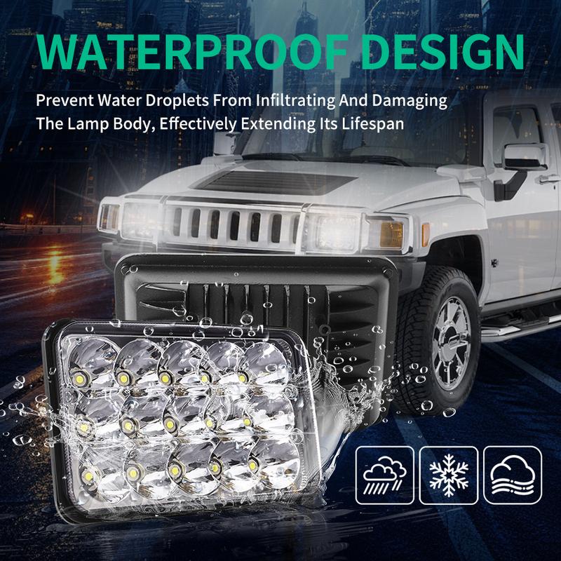 4x6 Zoll rechteckiges LED-Arbeitslicht 12V 24V Scheinwerfer H4 Stecker Hallo/Lo Strahl Scheinwerfer Nebel Lampe für Auto LKW Motorrad Scheinwerfer