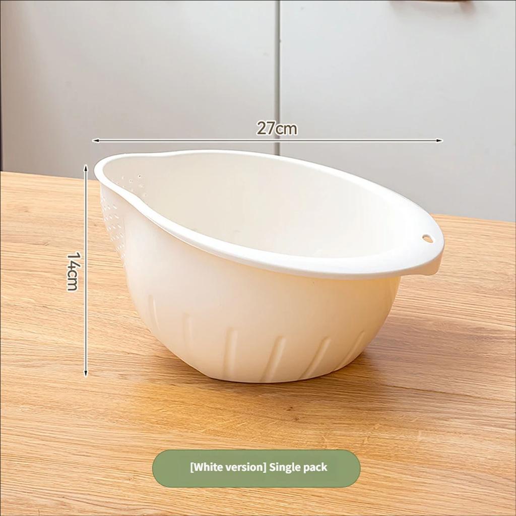 Practical Plastic Strainer Basket With Slanted Base And Side Draining Holes Kitchen Rice Washing Bowl Vegetable Colander