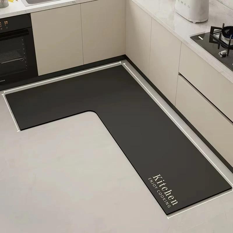 

1 Piece 80x120x45cm Anti-slip L-Shaped Kitchen Specific Diatomaceous Earth Floor Mat Oil Absorption Carpet Dirt Resistance Rug 80x120x45cm