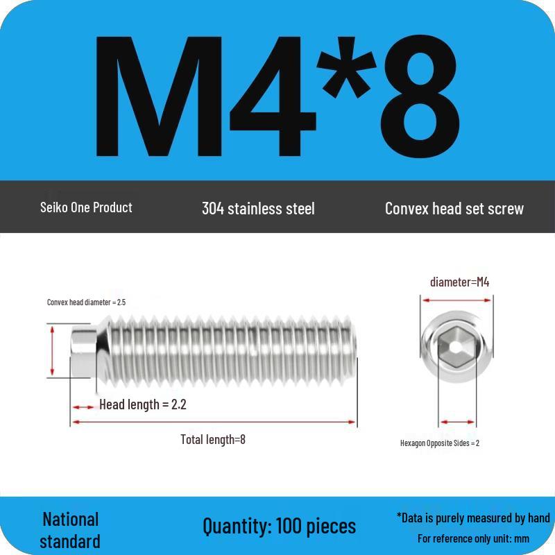 304 Stainless Steel Cup Point Grub Screw - Sizes M3 To M10