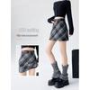 Women's High Waist Plaid Wool A-Line Skirt - Retro Style for Spring and Autumn