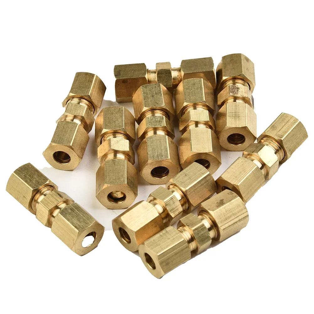 4/10Pcs Brake Lines Pipe Brass Connectors For Brake Line Without Flare 4.75mm 3/16" Fitts Straight Reducer Compressions Kits