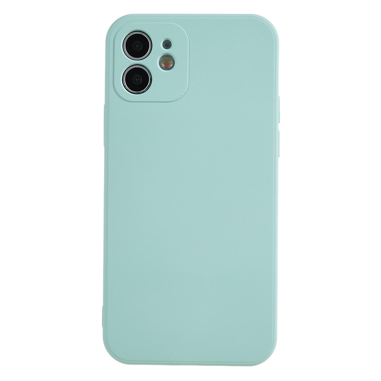 

For iPhone 12 6.1 inch Rubberized TPU Phone Case Fiber Lining Fall Proof Protective Cover Baby Blue