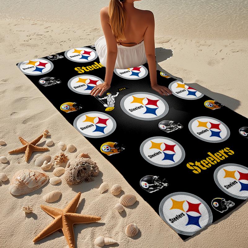 Pittsburgh Football Microfiber Beach Towel, Lightweight And Quick-Dry, for Summer Travel, Beach Essential, Swimming Pool
