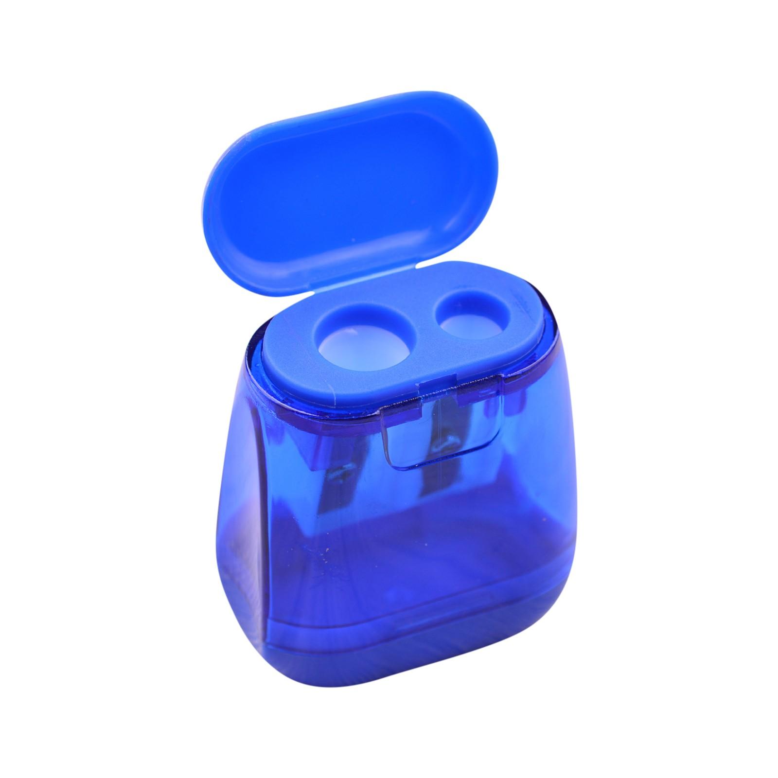 

Точилка для карандашей с двойным отверстием, Пластиковая точилка для карандашей с крышкой, Точилка для карандашей, Симпатичная детская точилка для карандашей, Точилка для карандашей, Для печати One Size синий