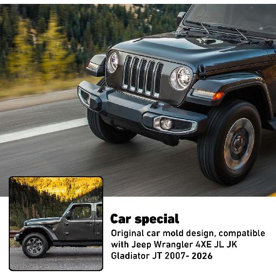 Linskip Tow Hook Covers for 2007-2026 Jeep Wrangler 4XE JL JK & Gladiator JT (Sport Willys Sahara Rubicon) - Rubber Sleeve Protectors for Front
