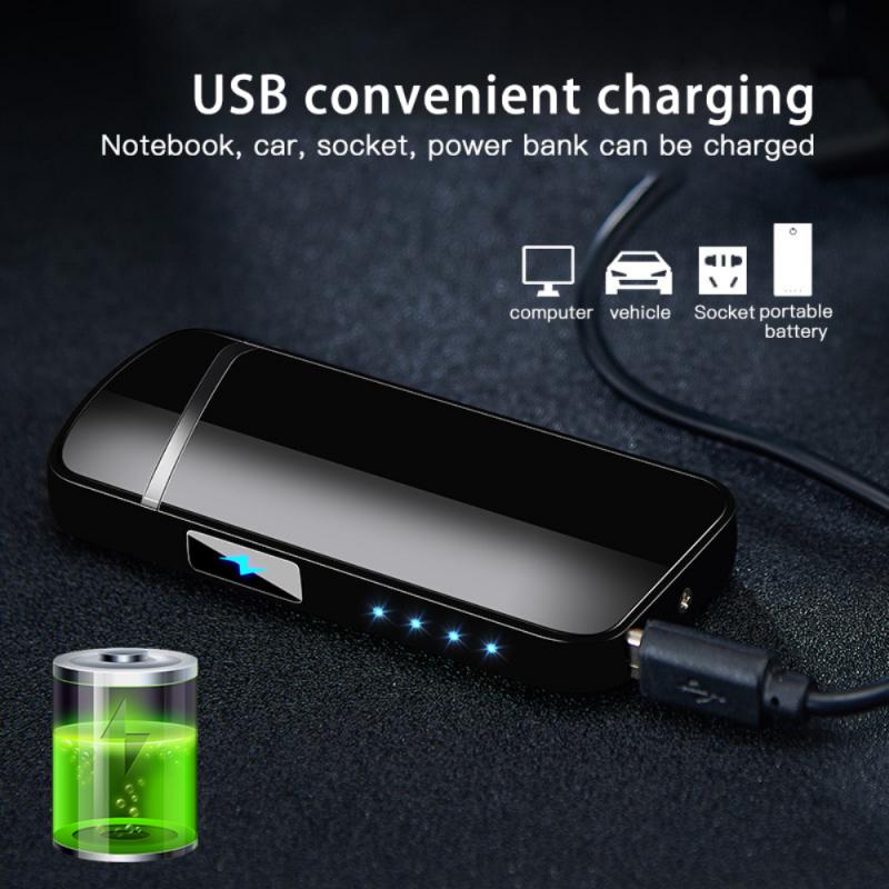 LCD Touch Switch Dual Arc Electric Lighter With Battery Display Wind-Resistant USB Rechargeable Lighter Accessories Lighter