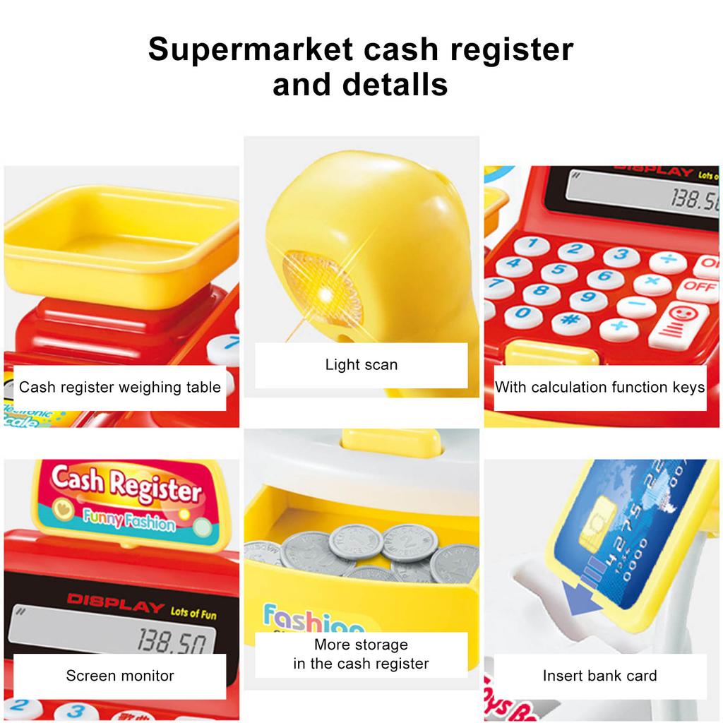 Children Mini Cash Register Toy Cash Register Simulation Coin Set for Over 3 Year Old Kids Birthday Gift