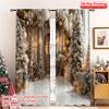 2pcs 2D Flat Printing Merry Christmas Popular Curtains White House 100% Polyester Without Electricity Versatile for Multipurpose