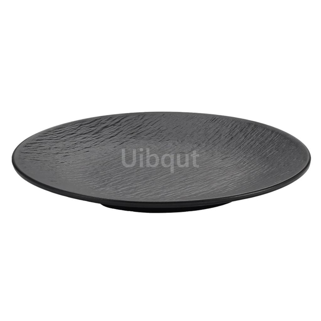 Melamine Round Black Steak Plate Japanese Plastic Round Disc Fire Western Style Beef Flat Commercial Dishes and Plates Sets
