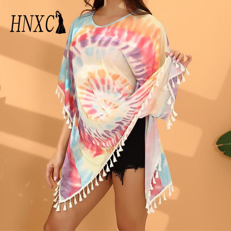 

Пляжная блузка галстук окрашенная кисточка бикини пляжная юбка для женщин пляжный отдых супер сказочное платье для женщин