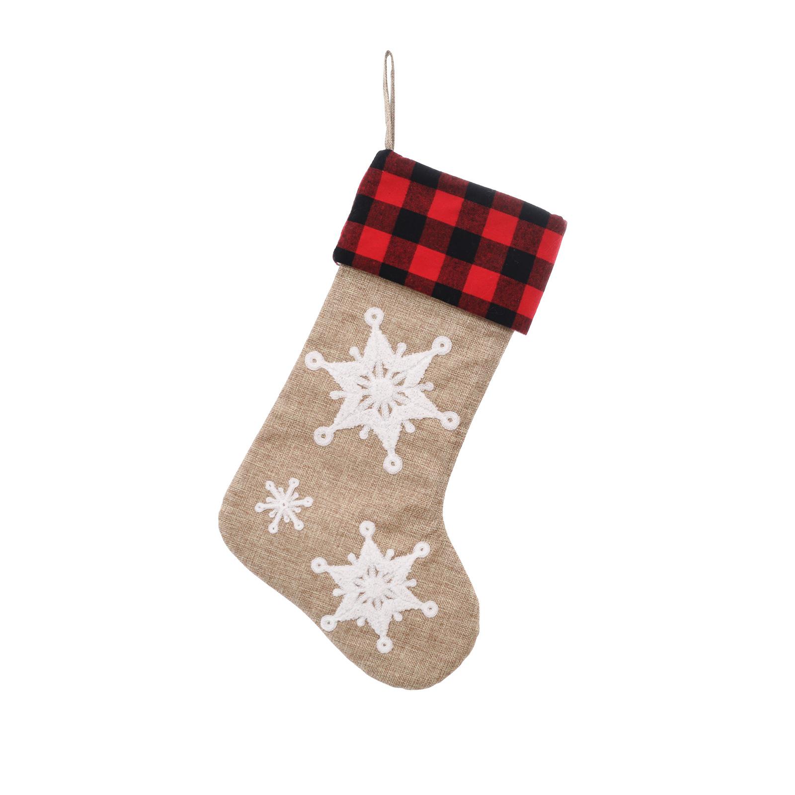 New 22-inch 3D Embroidered Snowflake Christmas Stocking for Kids - Decorations & Gift Bag