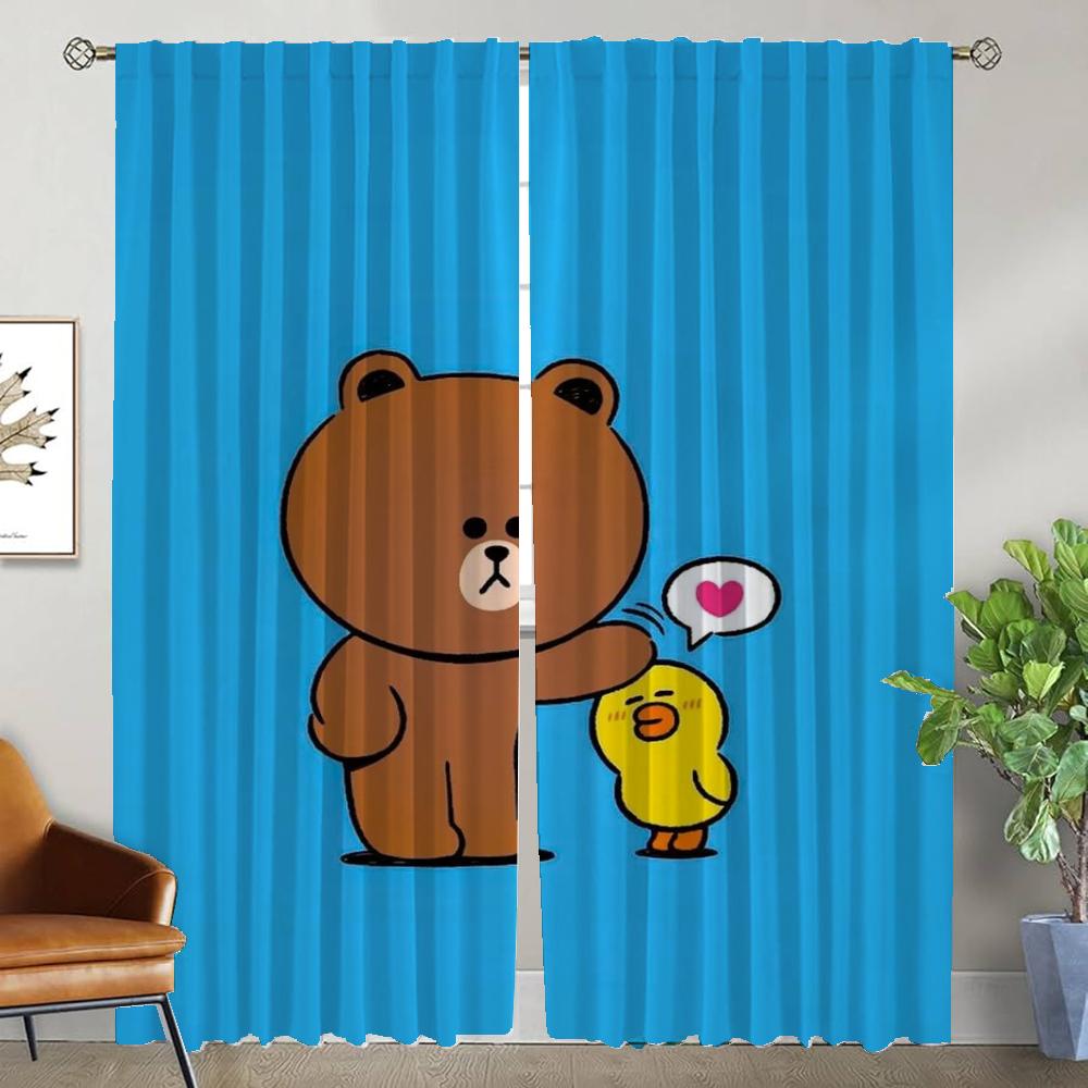 Modern Living Room L-line Friends Curtains 2 Pieces Halloween Decoration Blackout Curtain Partition Curtains for Bedroom Shades