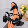 Fashion Elegant Bowtie Party High Heel Sandals Summer New Open Toe Comfortable Temperament Shoes Chunky Heels