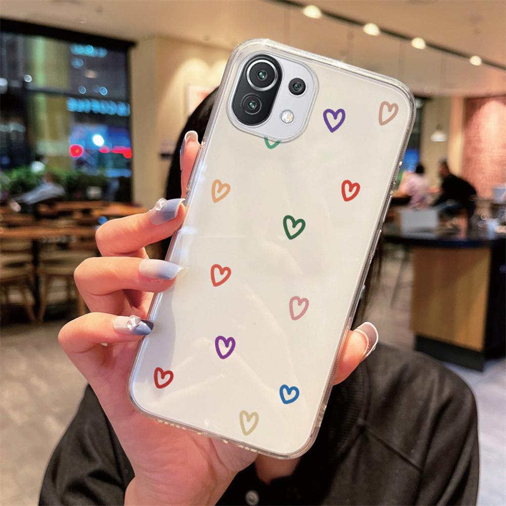For Xiaomi Mi 14T 15T 13T 12T 10T 11T Pro 14 12 11 13 Lite 15 Note 10 Transparent Clear Cover TPU Silicone Heart Love Phone Case