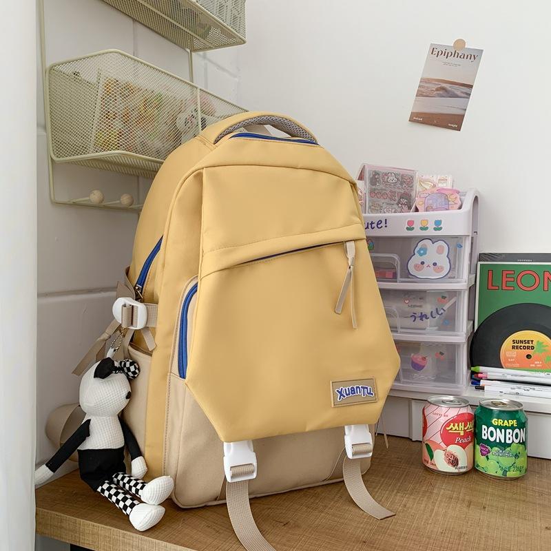 

Новые школьные рюкзаки, для студентов колледжа мужского и женского пола, модные и универсальные компьютерные рюкзаки большой вместимости, контрастные цвета, для средней школы жёлтый