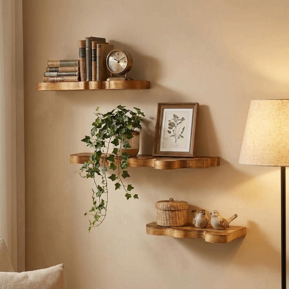 Wall Mounted Cloud Shaped Wall Display Shelves Wooden Picture Display Rack Plant Stand  Over Toilet