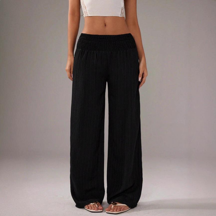 Holiday Style High Waist Wide Leg Elastic Pants