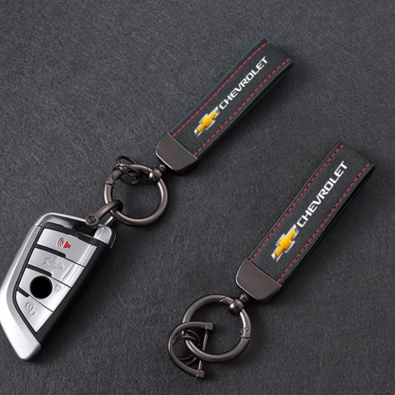 Suede Leather Car Keychain Business Gift with Logo Keyring Accessories For Chevrolet Spark Captiva Cruze Tracker Orlando Trax