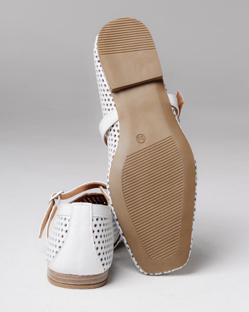 Балетки перфорированные Krula 64003 36 белые кожа
