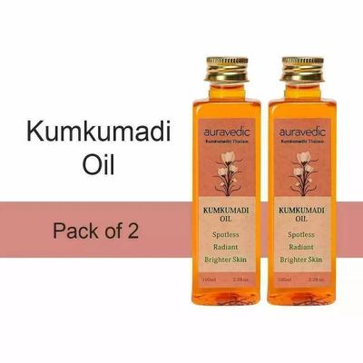 2 X Auravedic Huile Kumkumadi Saffran Pur Éclaircissement et Éclat de la Peau, 100ml