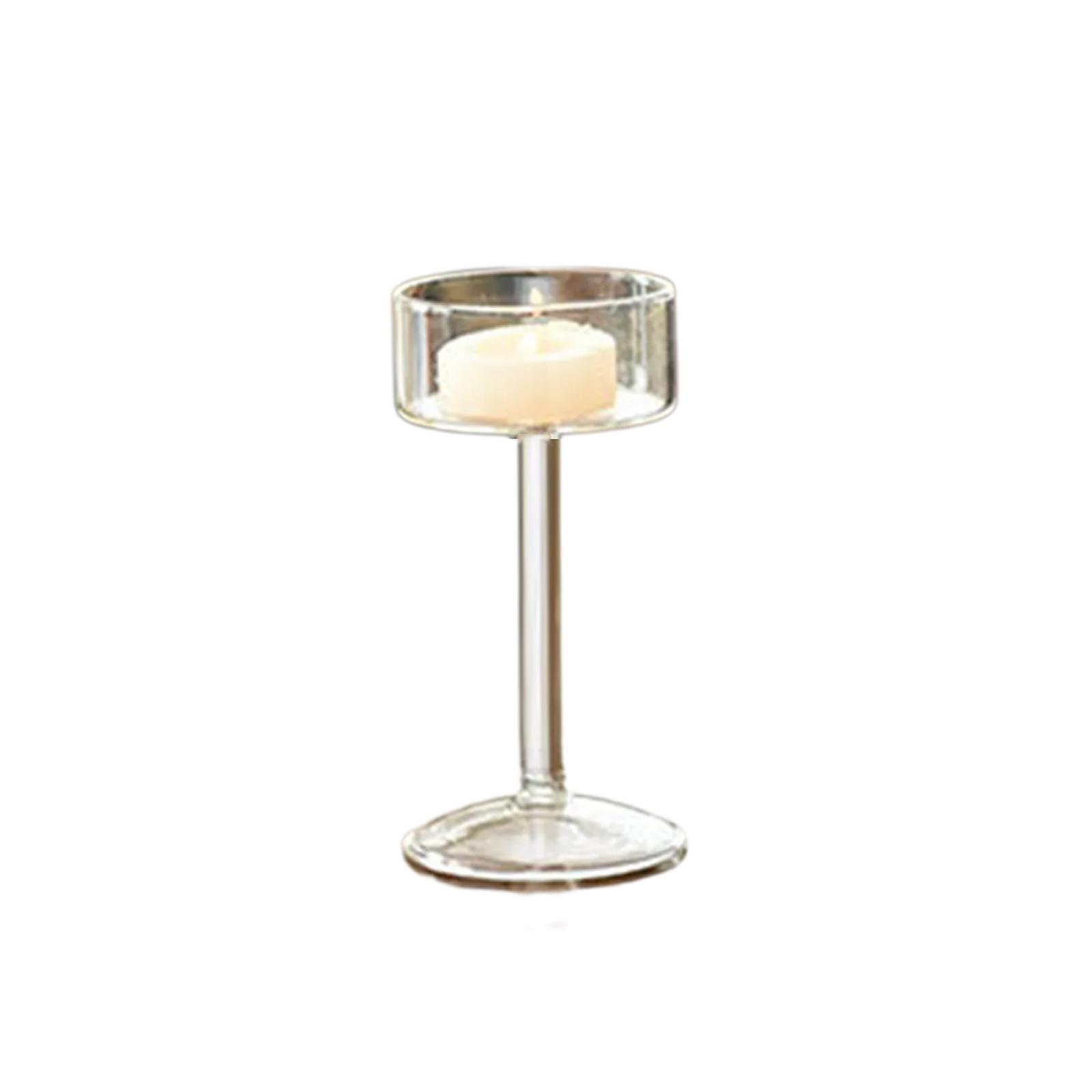 

Винтажный подсвечник из прозрачного стекла на ножке, высокий подсвечник для чайной свечи на длинной ножке, центральный элемент для свадебного ужина S