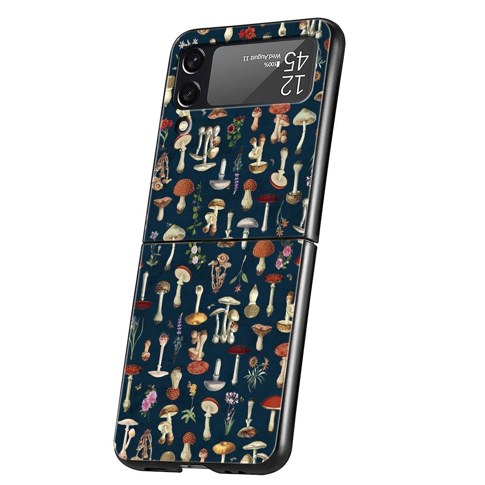 Colorful Mushroom Hard PC Phone Case For Samsung Galaxy Z Flip 6 5 4 Black Cover For Galaxy Z Flip 3 Foldable Shockproof Capas