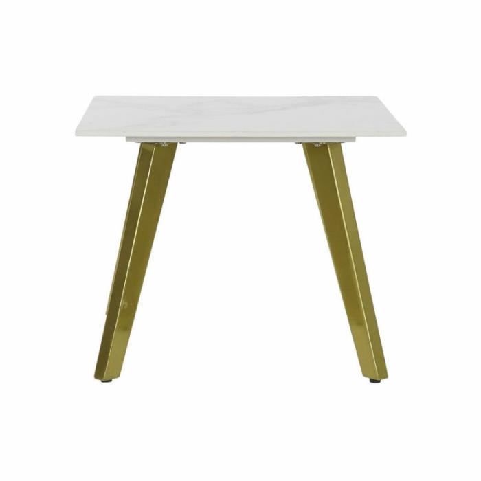 Table dappoint - DKD Home Decor - Céramique Doré Métal Blanc - Moderne - 60x60x48 cm - Petit meuble complément