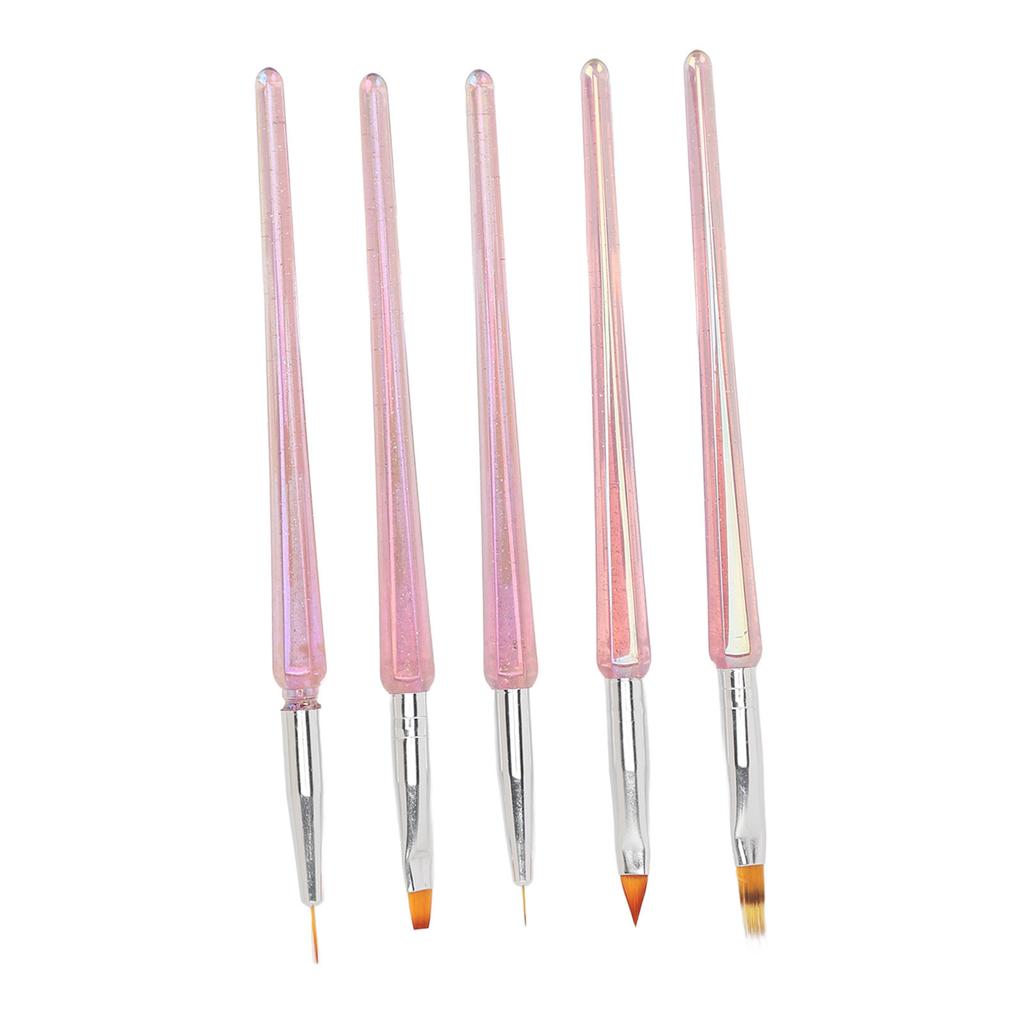 5pcs Nail Art Brushes Set Various Shapes Fine Drawing Nail Art Striping Brushes Transparent