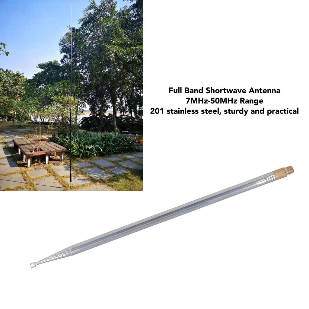 Shortwave Antenna 10mm Thread Diameter 7MHz‑50MHz Anti Overlap Sleeve Telescopic Antenna Maximum 2.5m for Radio Communicating