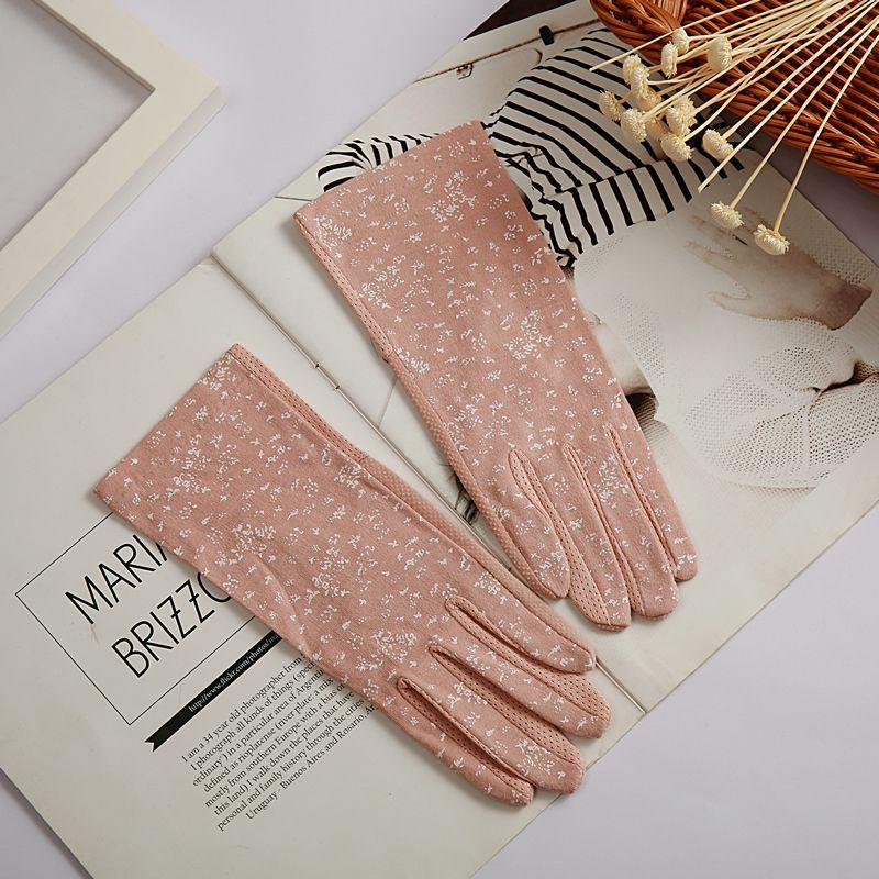 

Весенне-летние перчатки для защиты от солнца Женские перчатки для защиты от солнца Защита от УФ-лучей Велосипедные и водительские перчатки Перчатки из хлопка и кружева с тонким сенсорным экраном для мобильного телефона Floral Short Deep Powder