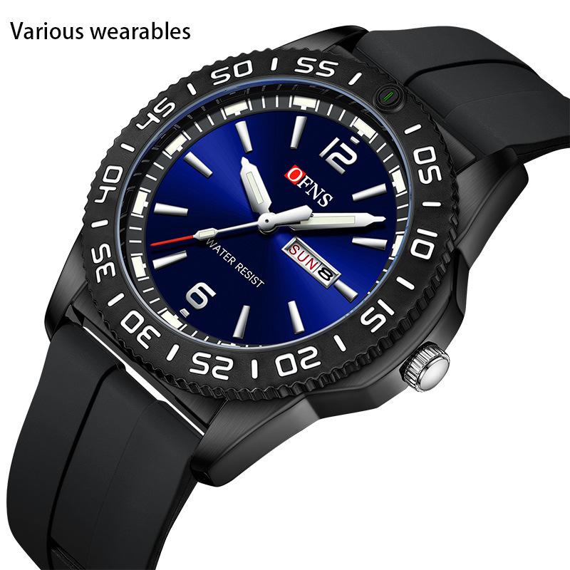 Quartz Watch Student Dual Calendar Classic Simple Bar Nail Scale Waterproof Quartz Watch