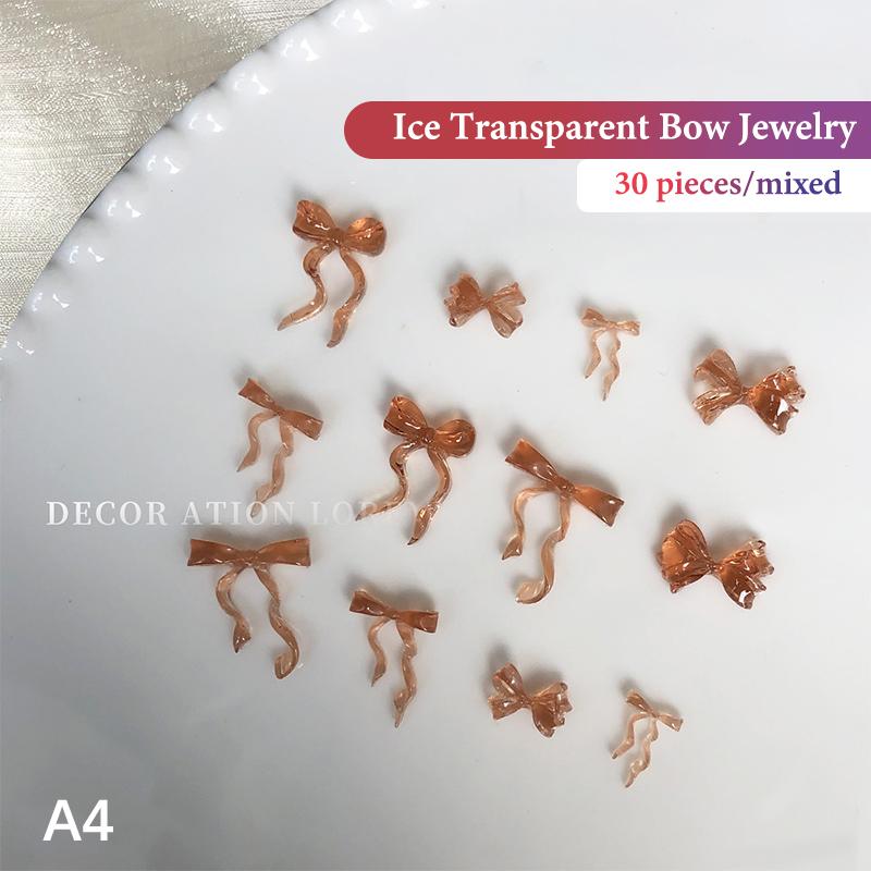 30pcs Mixed Color Resin Line Bowknot Bow Tie Ribbon Nail Art Decorations DIY Manicure Rhinestones Accessories