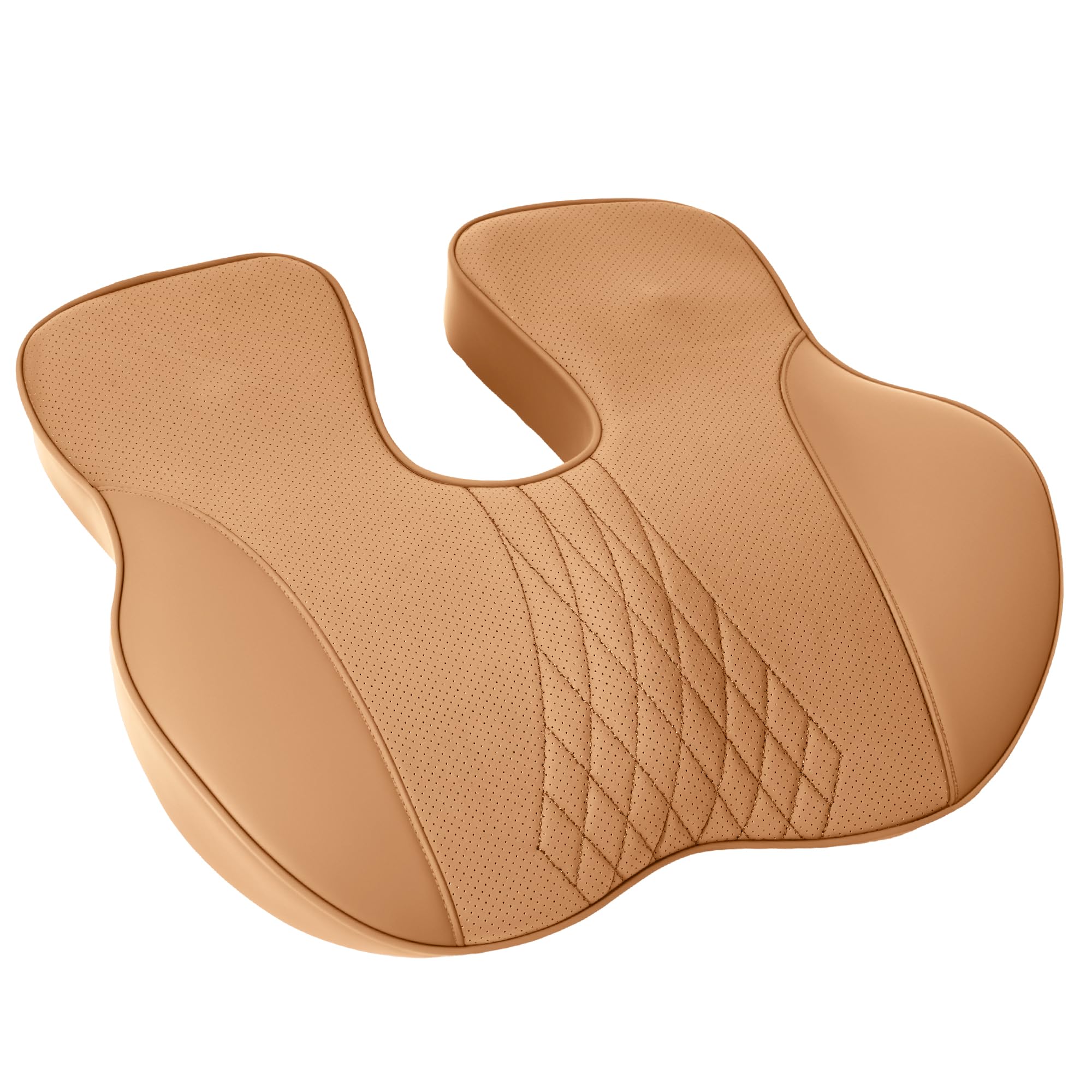 

PU Leather Car Cushion Ergonomic Memory Foam Seat and Lumbar Pressure Breathable Car Cushion Akiyama Chestnut 1 Piece Design, Relief, Brown,