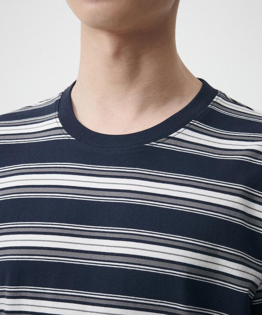 MUSINSA STANDARD Cluster Stripe Relaxed T-Shirt 2 [Navy]