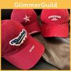 Red Baseball Winter Cap For Women Adjustable Hat Sun Protection Fashion Gift