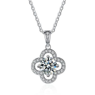 Sterling Silver Clover Micro-Inlaid Necklace Women's Light Luxury High-Grade Sense Ornament